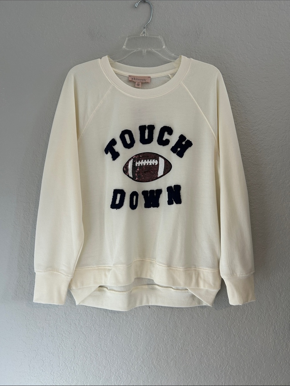 Cream "Touch Down" Football Graphic Sweatshirt